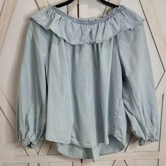 Free People Lily Of The Valley Chambray Blouse - Picture 5 of 8